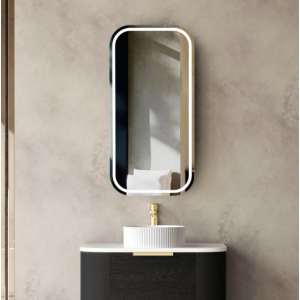 Newport Black Oak Pill Led Mirror Shaving Cabinet 450*900